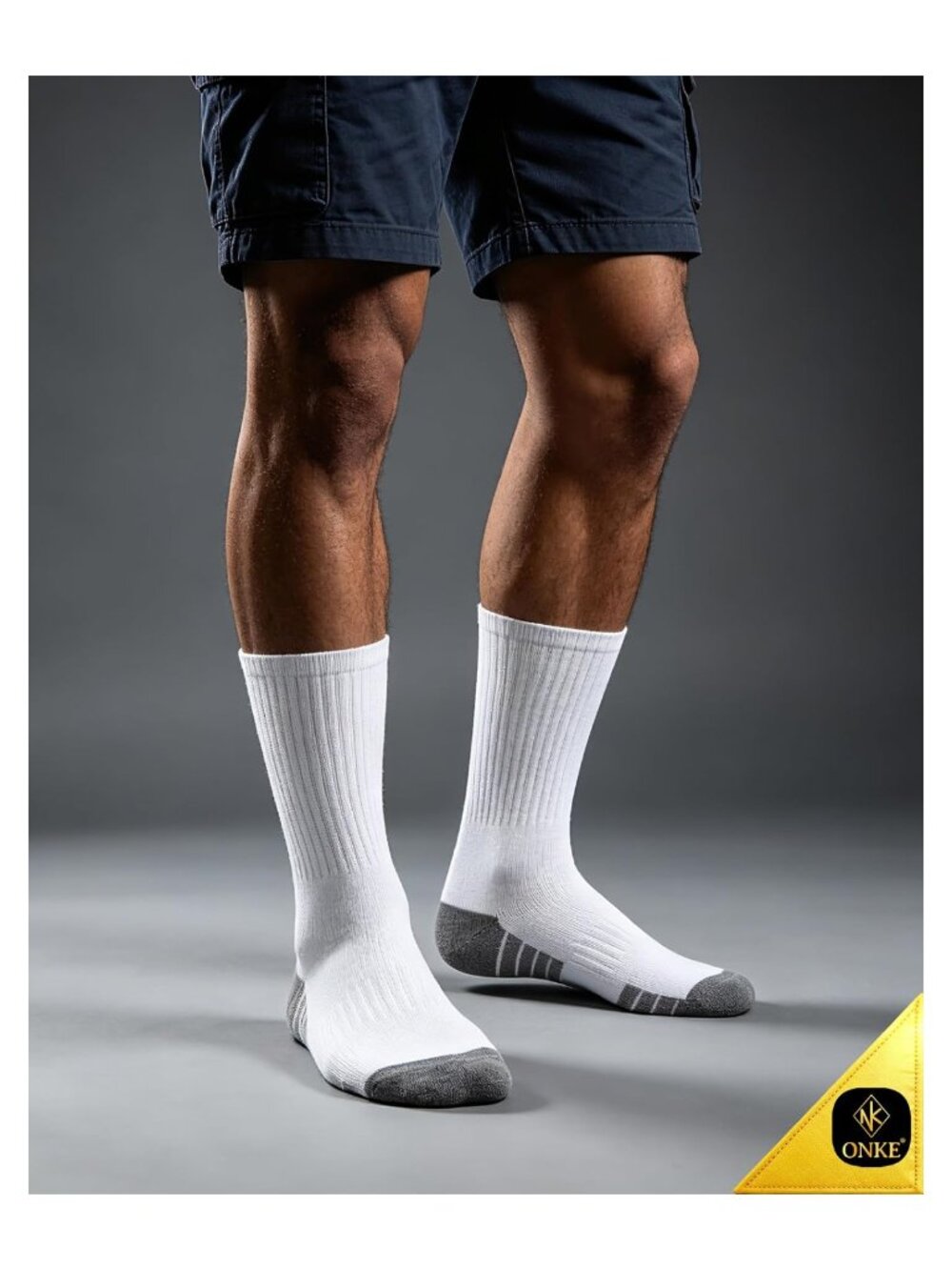 Men's Seamless Athletic Crew Work Socks 6 Pack Cushion - Picture 2 of 6